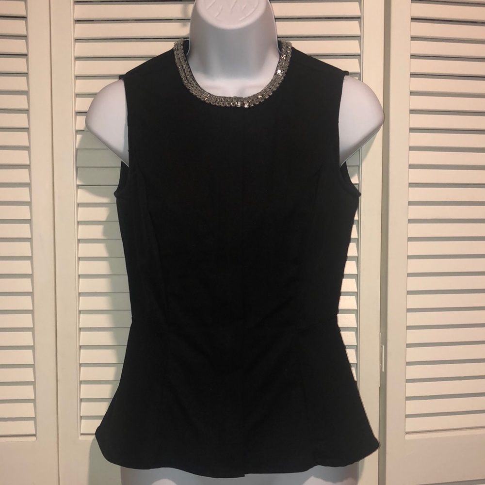3:1 Phillip Lim Target beaded black peplum top